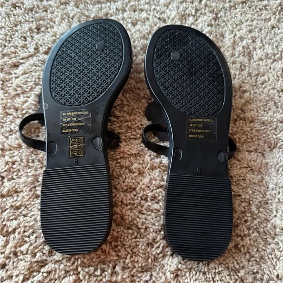 Tory Burch Black Sandals with Floral Accent - Picture 3 of 4